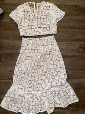 MICHAEL Michael Kors White Eyelet Two-Piece Midi Dress Set